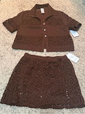 Time and Tru Crochet Coverup Top And Skirt Set Size: S (4-6)